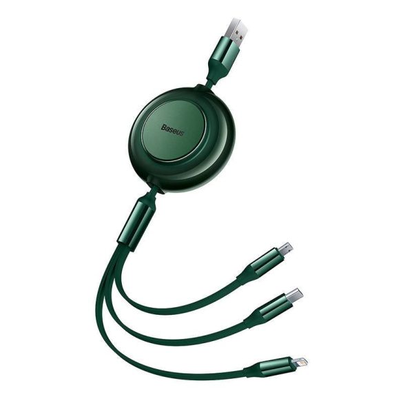 Baseus Bright Mirror 2, 3 az 1-ben Mikro USB / Lightning / USB-C kábel, 3.5 A, 1.1 m (zöld)