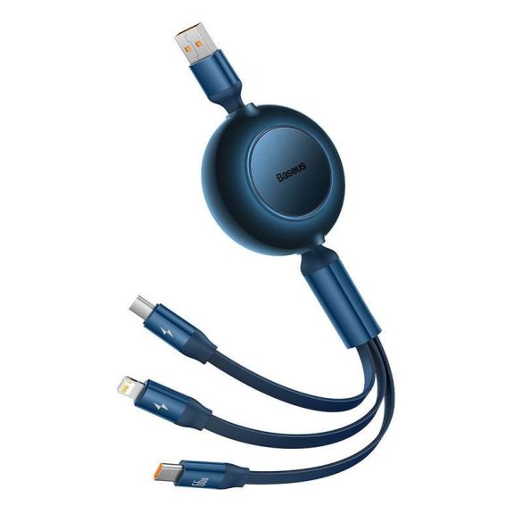 Baseus Bright Mirror 3, 3 az 1-ben, Mikro USB / Lightning / USB-C kábel, 66W / 2A, 1.1 m (kék)
