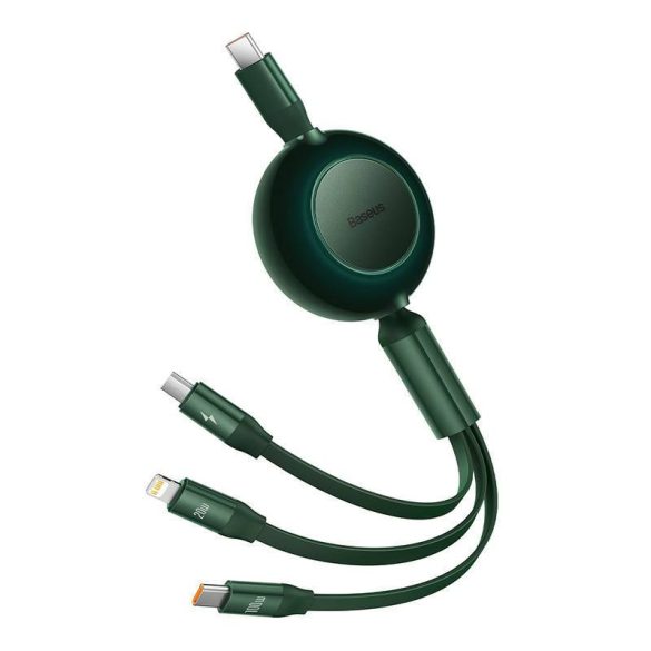 Baseus Bright Mirror 4, 3 az 1-ben Mikro USB / Lightning / USB-C kábel, 100W, 3.5A, 1.1 m (zöld)