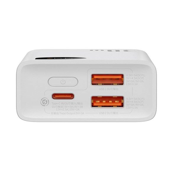 Baseus Adaman2 Powerbank 10000mAh, 2xUSB, USB-C, 30W (fehér)