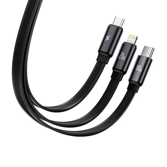 Baseus Traction 3in1 USB-C / Lightning / Micro 100W 1.7m kábel (fekete)