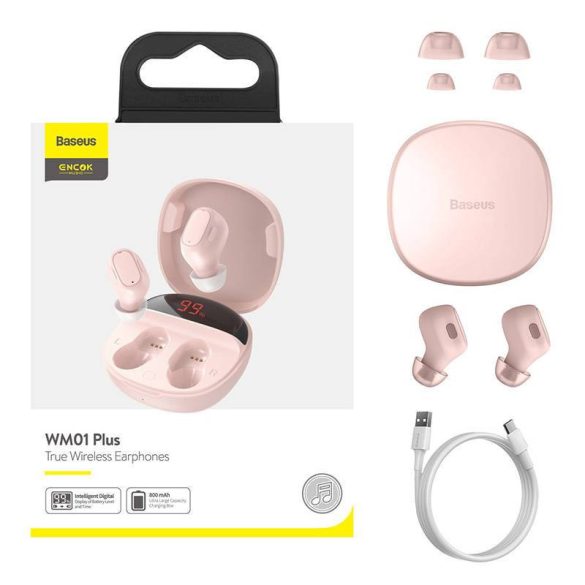 Baseus Encok WM01 Plus TWS vezeték nélküli fülhallgató (rózsaszín)