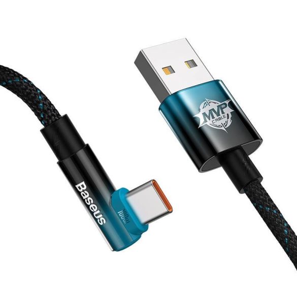 Baseus Elbow 1m 100W-os USB-USB-C szögletes kábel (fekete-kék)