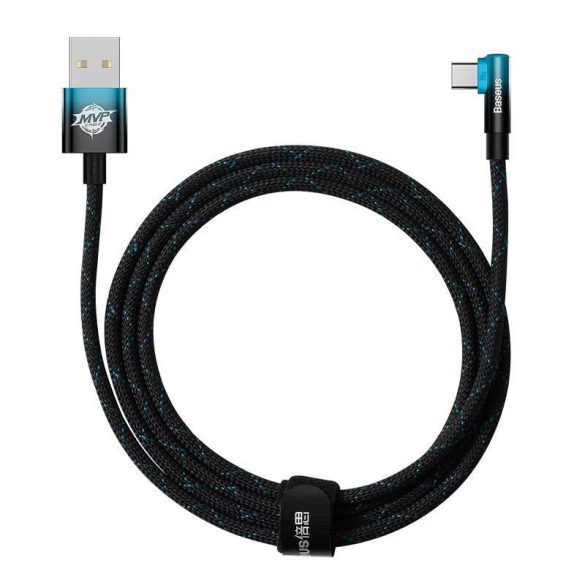 Baseus könyök USB-USB-C 100W 2m-es szögletes kábel (fekete-kék)