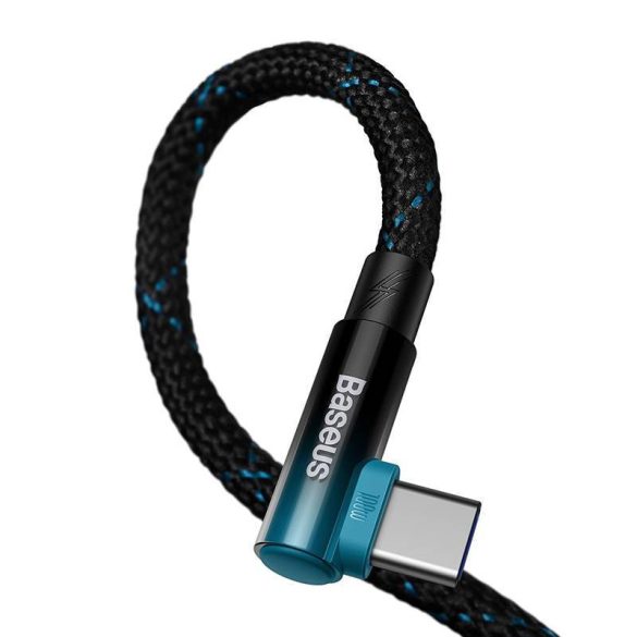 Baseus könyök USB-USB-C 100W 2m-es szögletes kábel (fekete-kék)