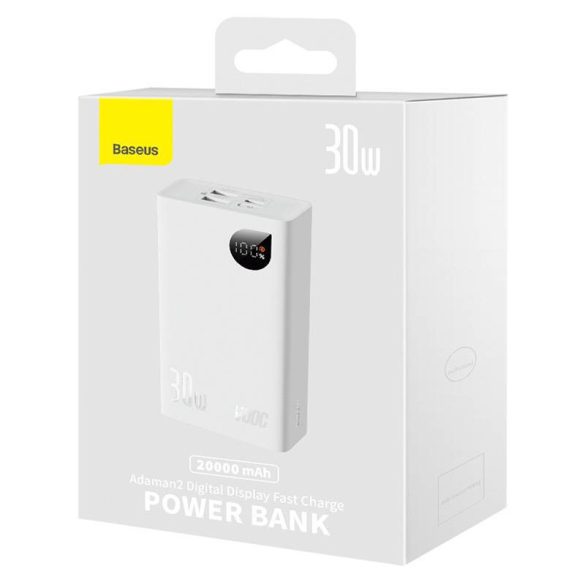 Baseus Adaman 2 Powerbank, 20000mAh, 30W, 3xUSB, USB-C (fehér)