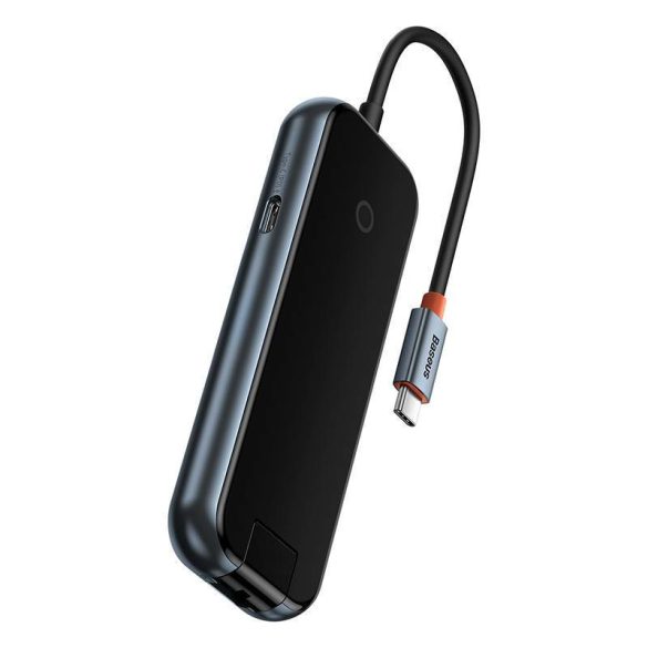 Baseus AcmeJoy 5 az 1-ben Hub, USB-C - 2xUSB 3.0, USB 2.0, USB-C PD, RJ45 (sötétszürke)