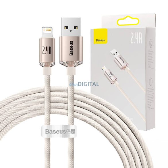 Baseus Crystal Shine USB-A - Lightning kábel 2.4A 2m - rózsaszín