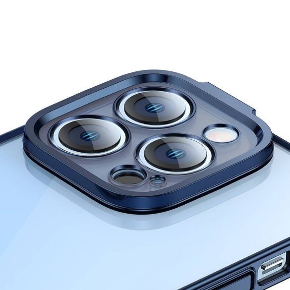 Baseus Glitter iPhone 14 Pro Átlátszó tok és üvegfólia (kék)