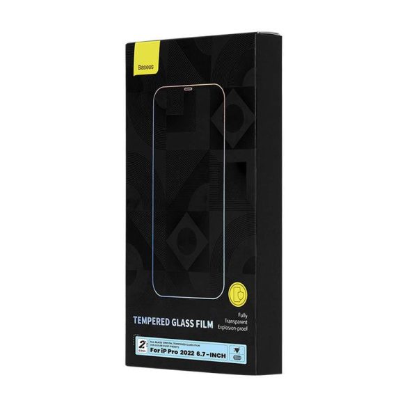 Baseus Crystal iPhone 14 Pro Max Üvegfólia porálló bevonattal, 0.3 mm (2 db)