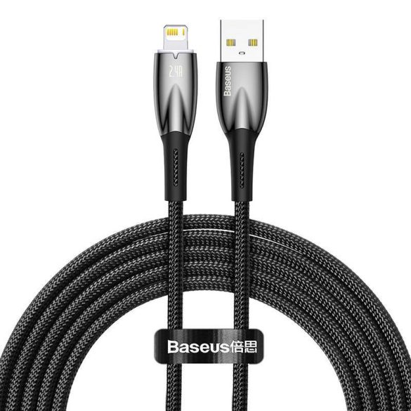 Baseus Glimmer USB - Lightning töltőkábel, 2.4A, 2m (fekete)