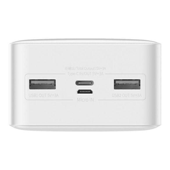 Baseus Bipow Powerbank, 30000mAh, 15W (fehér)