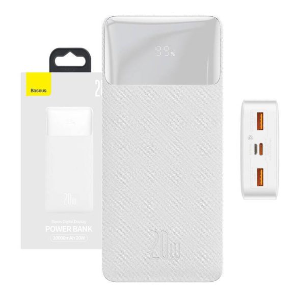 Baseus Bipow Powerbank, 20000mAh, 20W (fehér)