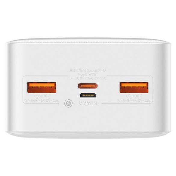 Baseus Bipow Powerbank, 30000mAh, 20W (fehér)