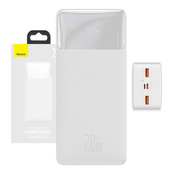 Baseus Bipow Powerbank, 30000mAh, 20W (fehér)