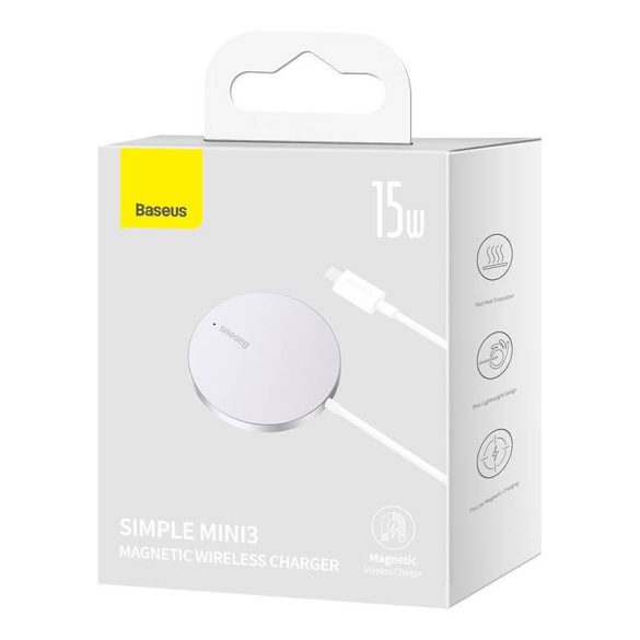 Baseus Simple Mini3 Mágneses vezeték nélküli töltő,15W (ezüst)