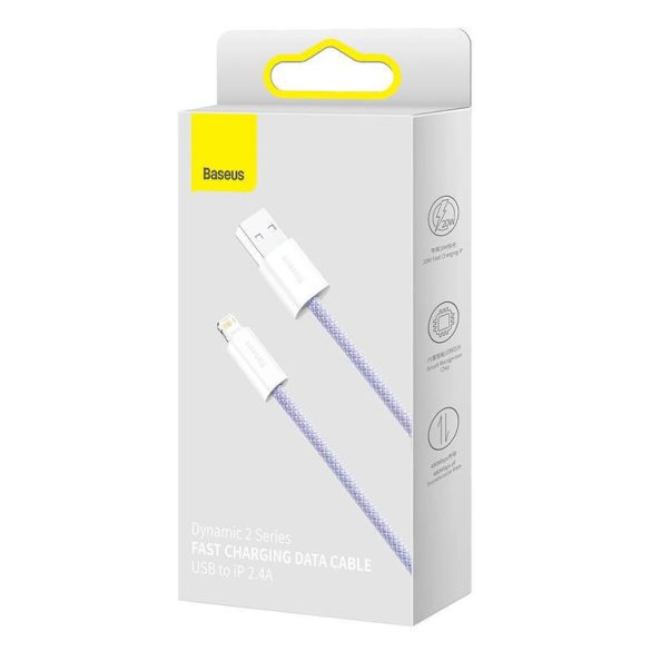 Baseus Dynamic 2 USB - Lightning töltőkábel, 2.4A, 2m (lila)