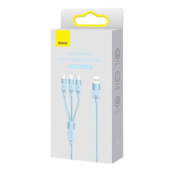 Baseus StarSpeed 3 az 1-ben töltőkábel USB - USB-C + Micro + Lightning 3,5A, 1.2m (kék)