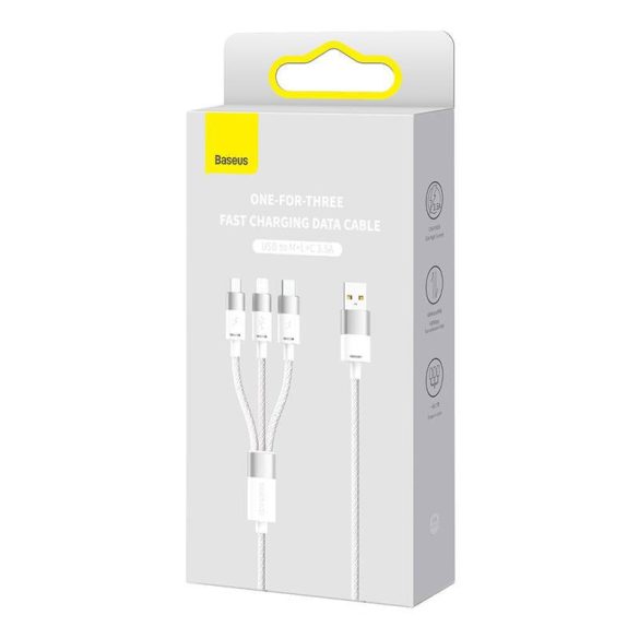 Baseus StarSpeed 3 az 1-ben töltőkábel USB - USB-C + Micro + Lightning 3,5A, 1.2m (fehér)