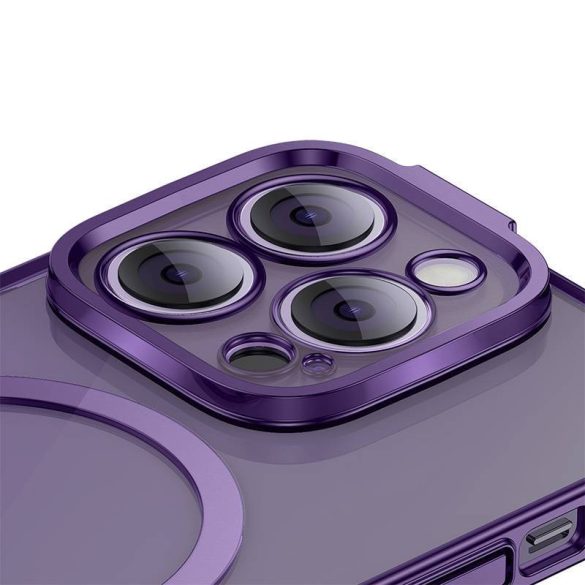 Baseus Glitter iPhone 14 Pro Mágneses telefontok, üvegfólia és tisztítókészlet (lila)