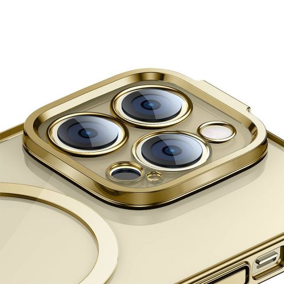 Baseus Glitter iPhone 14 Pro Mágneses telefontok, üvegfólia és tisztítókészlet (arany)