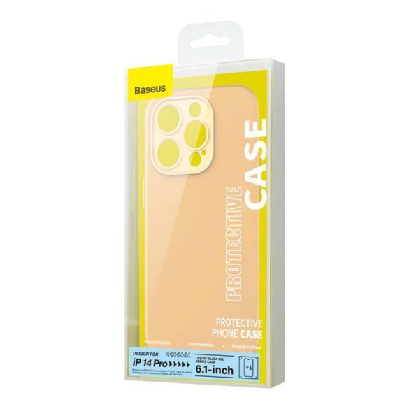 Baseus Liquid Silica iPhone 14 Pro Tok, üvegfólia és tisztító készlet (sárga)