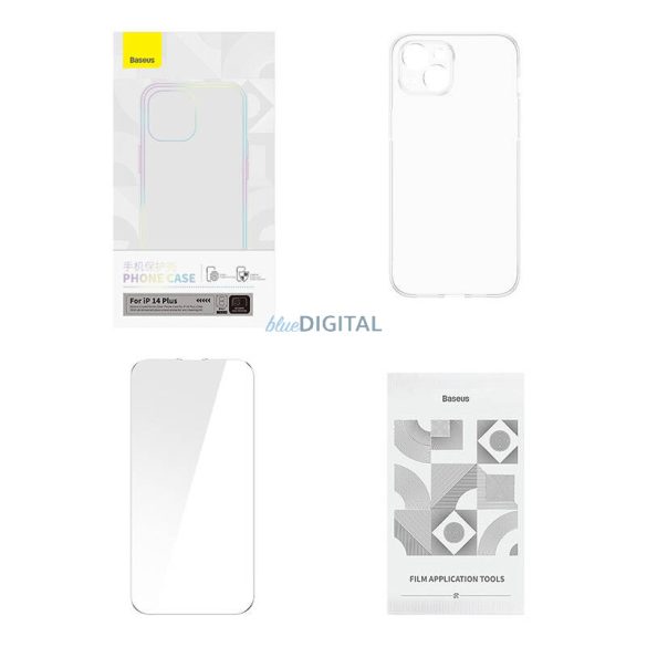 Baseus Crystal Series átlátszó tok + edzett üveg - iPhone 14 Plus