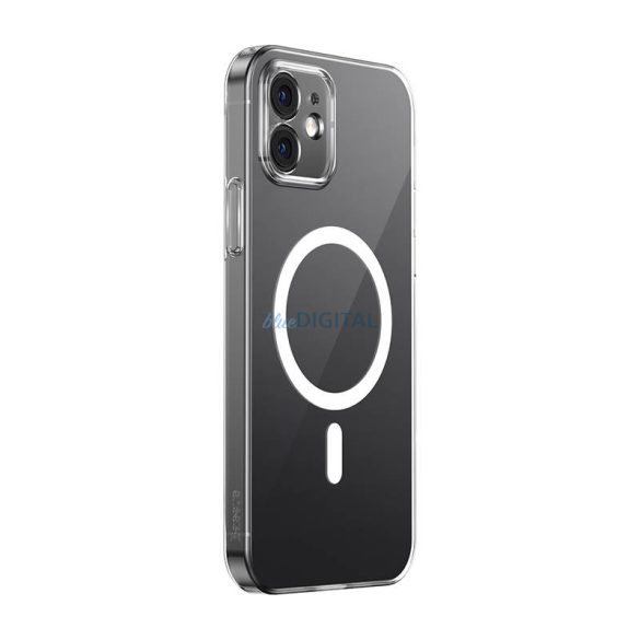 Baseus Crystal Mágneses telefontok iPhone 12 telefonhoz (Átlátszó), Edzett üveg képernyővédő fóliával és Tisztítókészlettel