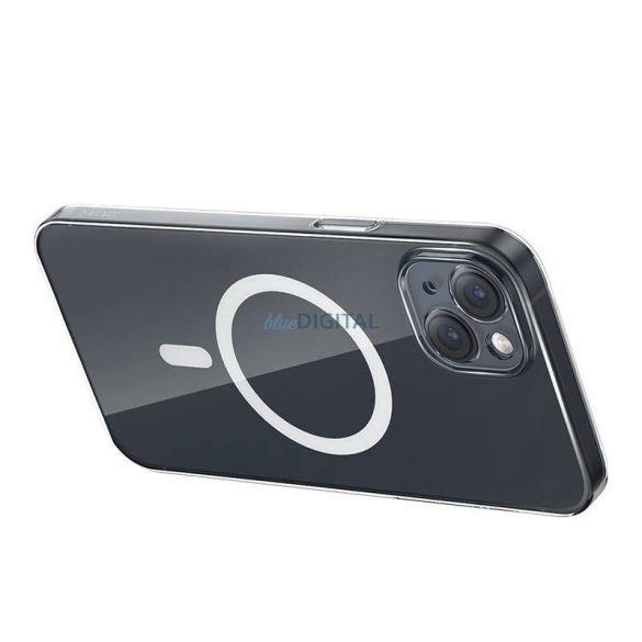Baseus Crystal Mágneses telefontok iPhone 13 telefonhoz (Átlátszó), Edzett üveg képernyővédő fóliával és Tisztítókészlettel