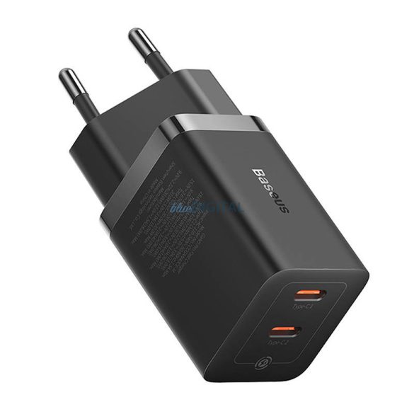 Fali töltő Baseus GaN5 40W, 2x USB C (fekete)