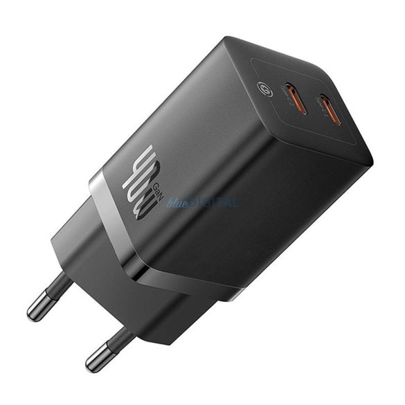 Fali töltő Baseus GaN5 40W, 2x USB C (fekete)