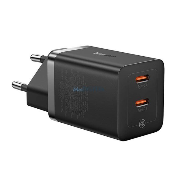 Fali töltő Baseus GaN5 40W, 2x USB C (fekete)