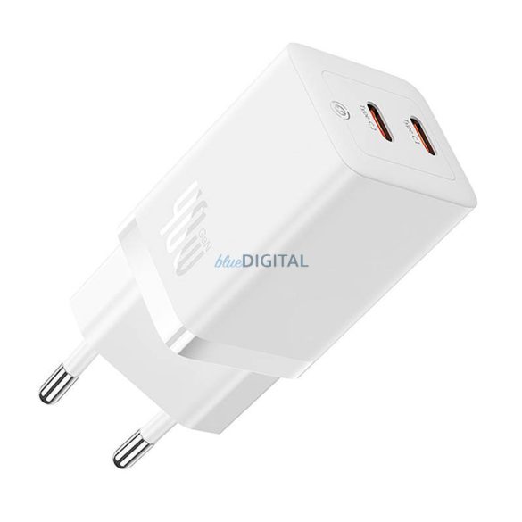 Fali töltő Baseus GaN5 40W, 2x USB C (fehér)