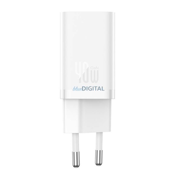 Fali töltő Baseus GaN5 40W, 2x USB C (fehér)
