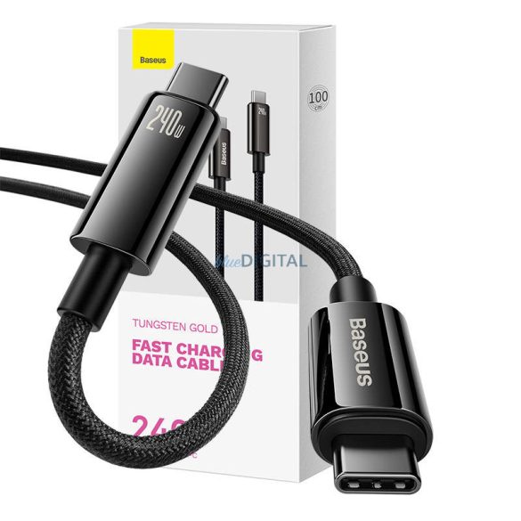 USB-C USB-C kábel Baseus Tungsten arany 240W 1m (fekete)