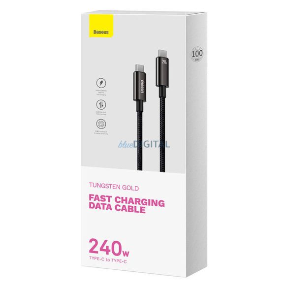 USB-C USB-C kábel Baseus Tungsten arany 240W 1m (fekete)