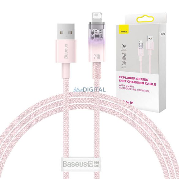 Gyorstöltő kábel Baseus USB-A Lightning Explorer Series 1m, 2,4A (rózsaszín)