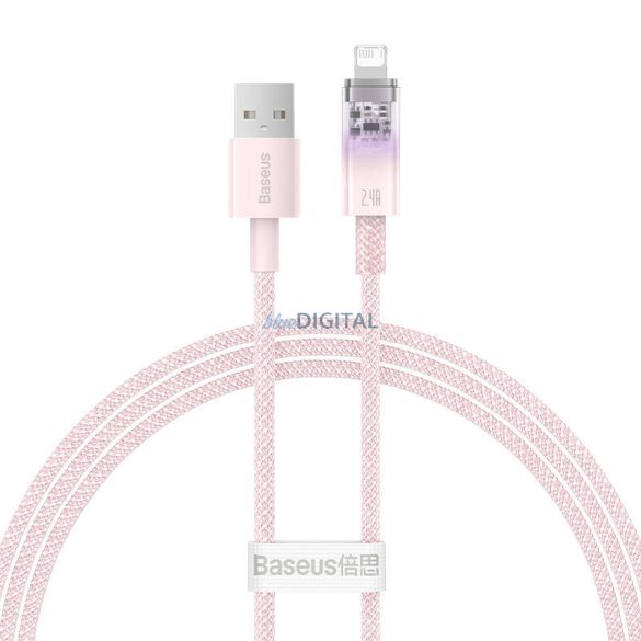 Gyorstöltő kábel Baseus USB-A Lightning Explorer Series 1m, 2,4A (rózsaszín)