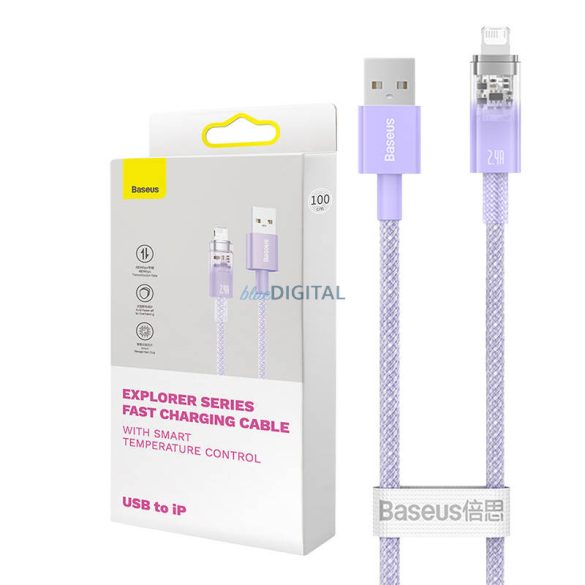 Gyorstöltő kábel Baseus USB-A Lightning Explorer Series 2m, 2.4A (lila)