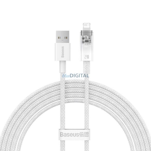 Gyorstöltő kábel Baseus USB-A Lightning Explorer Series 2m, 2.4A (fehér)