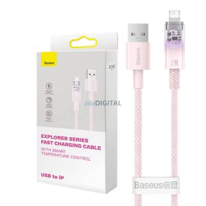 Gyorstöltő kábel Baseus USB-A Lightning Explorer Series 2m, 2.4A (rózsaszín)