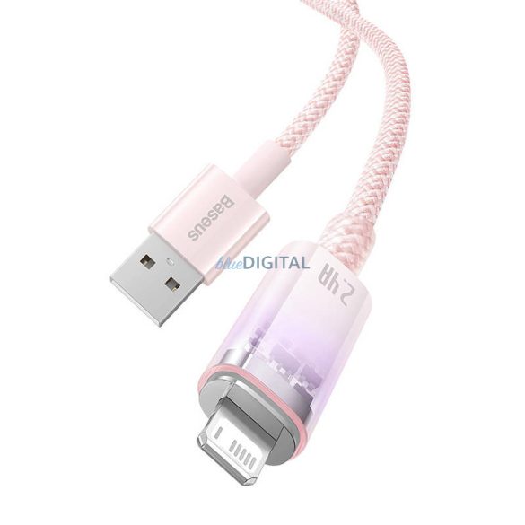 Gyorstöltő kábel Baseus USB-A Lightning Explorer Series 2m, 2.4A (rózsaszín)