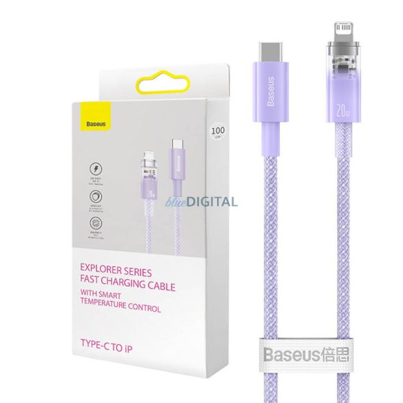 Gyorstöltő kábel Baseus USB-C Lightning Explorer Series 1m, 20W (lila)