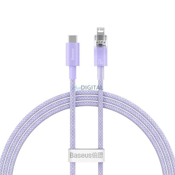 Gyorstöltő kábel Baseus USB-C Lightning Explorer Series 1m, 20W (lila)