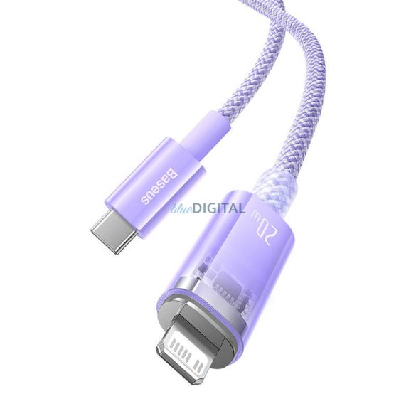 Gyorstöltő kábel Baseus USB-C Lightning Explorer Series 1m, 20W (lila)