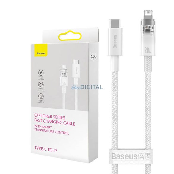 Gyorstöltő kábel Baseus USB-C Lightning Explorer Series 1m, 20W (fehér)