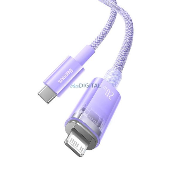 Gyorstöltő kábel Baseus USB-C Lightning Explorer Series 2m, 20W (lila)
