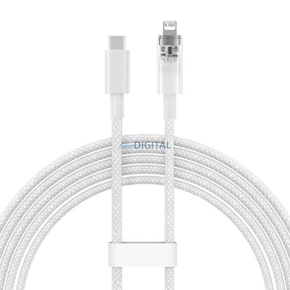 Gyorstöltő kábel Baseus USB-C Lightning Explorer Series 2m, 20W (fehér)