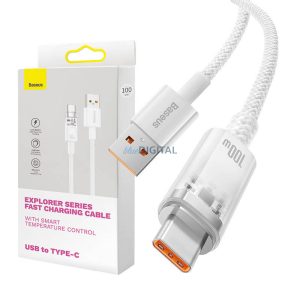 Gyorstöltés USB-C Baseus 6A, 1m (fehér)
