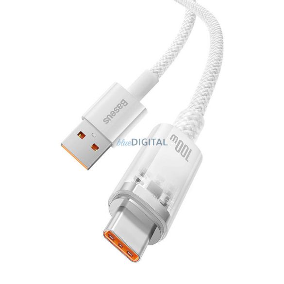 Gyorstöltés USB-C Baseus 6A, 1m (fehér)